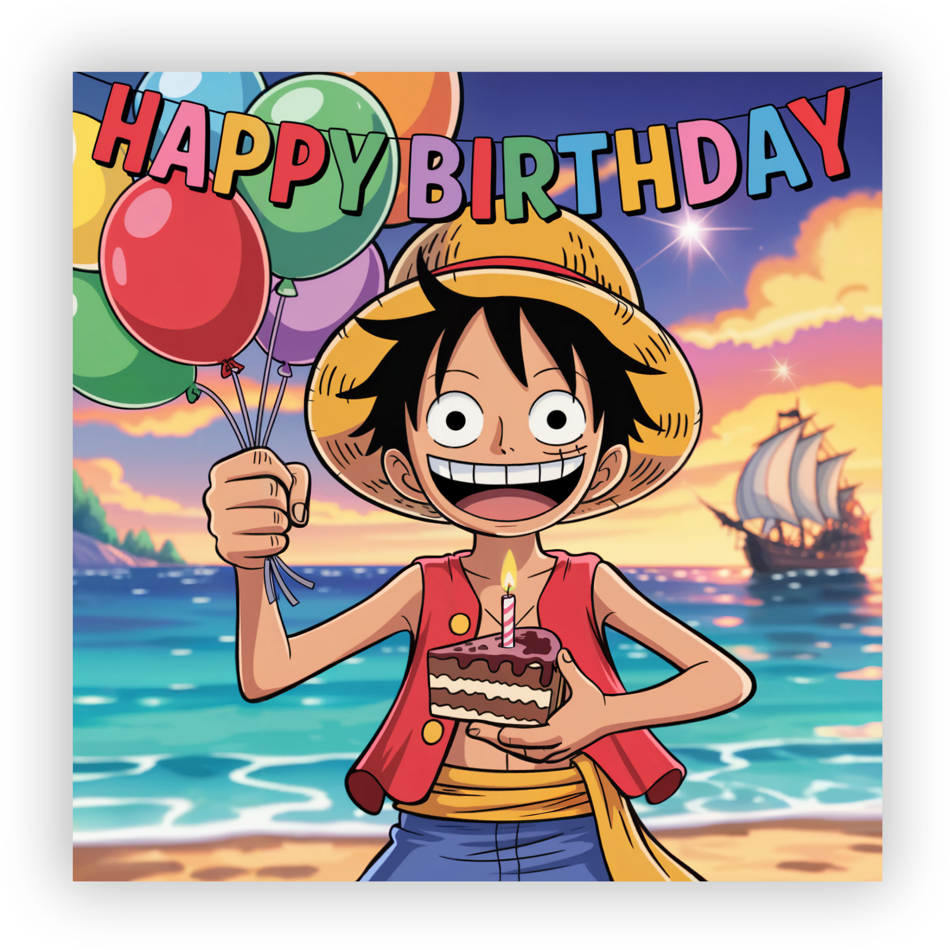 Handmade Luffy Birthday Card