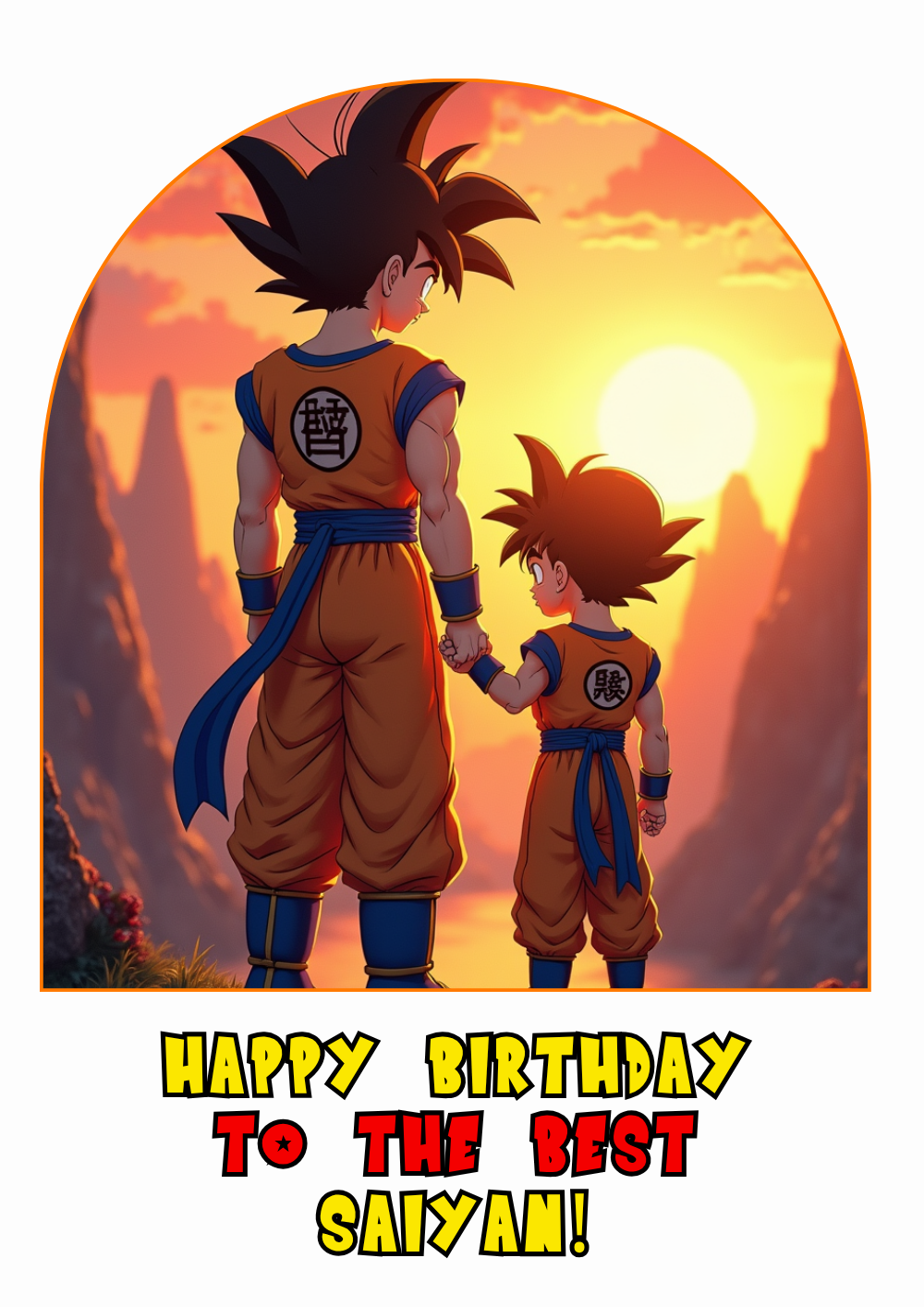 Goku & Gohan Best Saiyan Birthday Card — Golden Hour