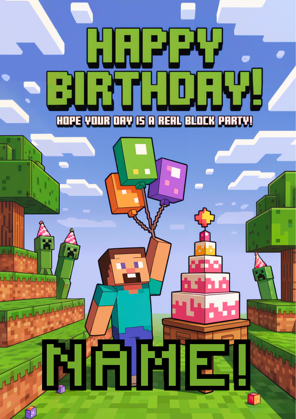 Minecraft Birthday Card