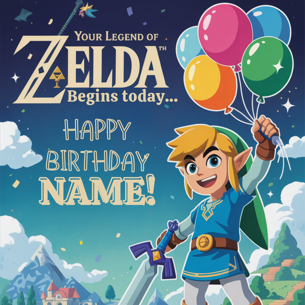 Legend of Zelda Birthday Card