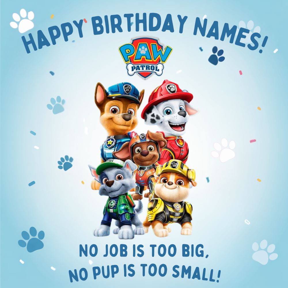 Paw Patrol Blue Birthday Card