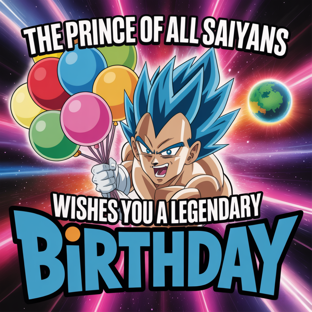 Vegeta Prince of All Saiyans Birthday Card