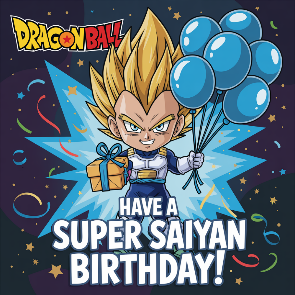 Vegeta Super Saiyan Birthday Card