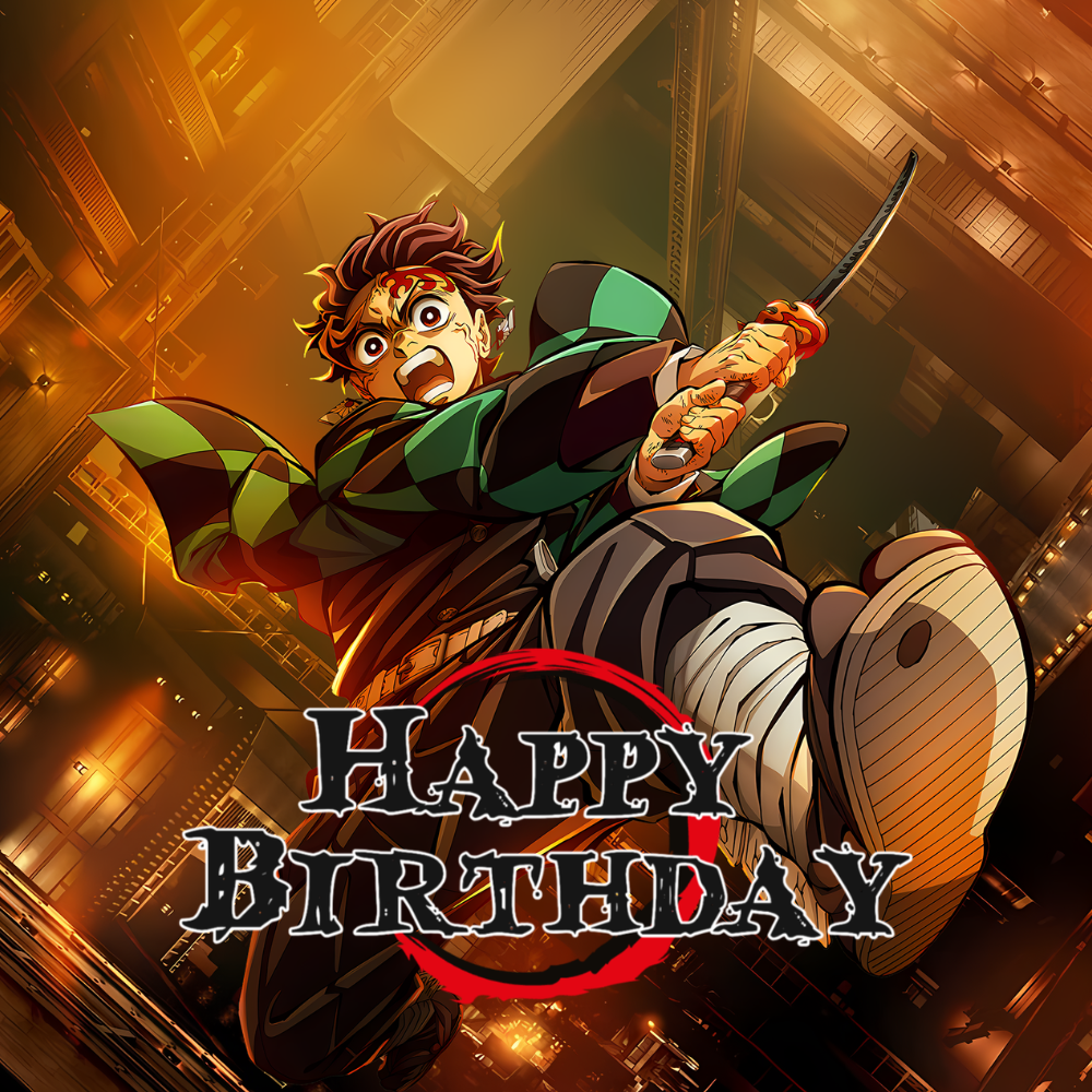 Demon Slayer Infinity Castle Tanjiro Birthday Card
