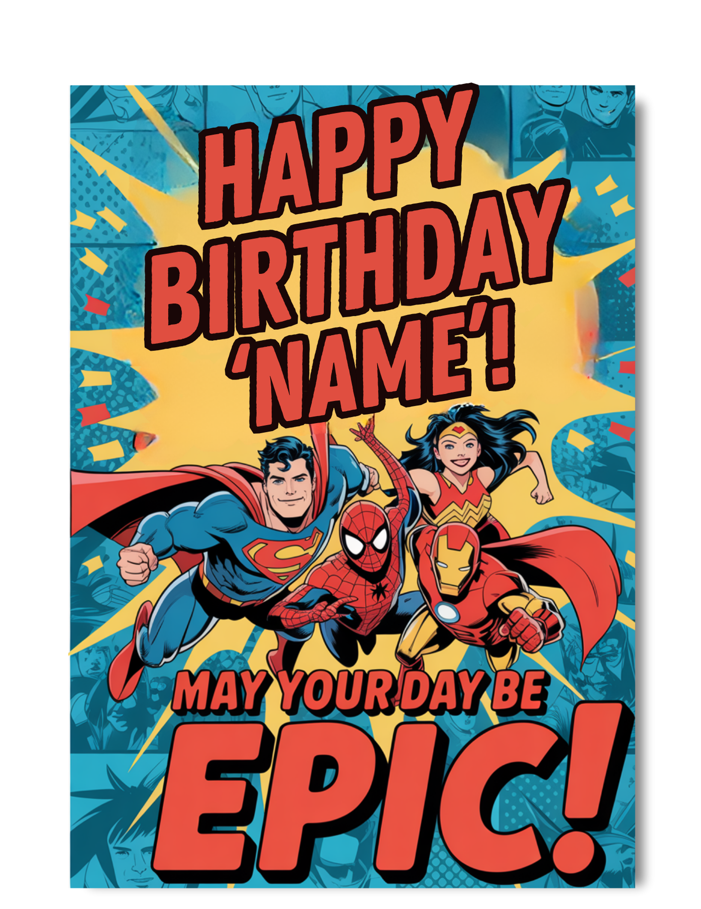 Personalised Marvel & DC Superhero Birthday Card