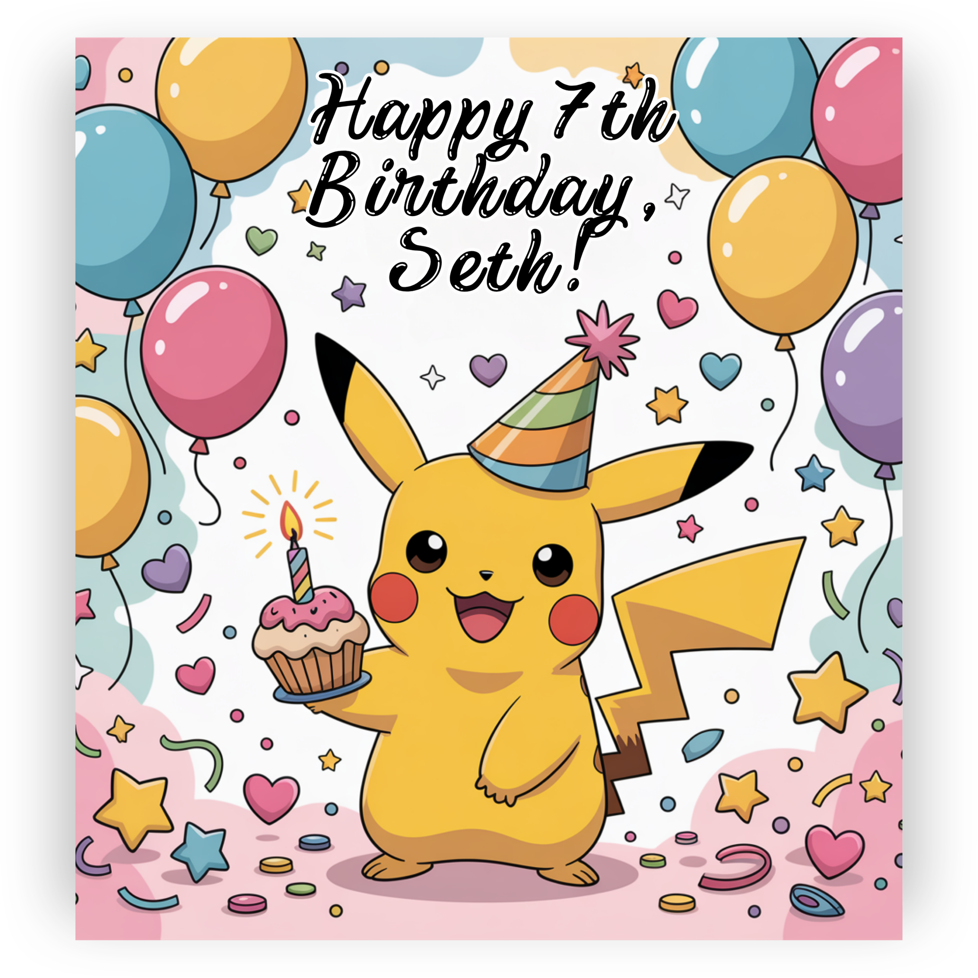 Personalised Pikachu Birthday Card