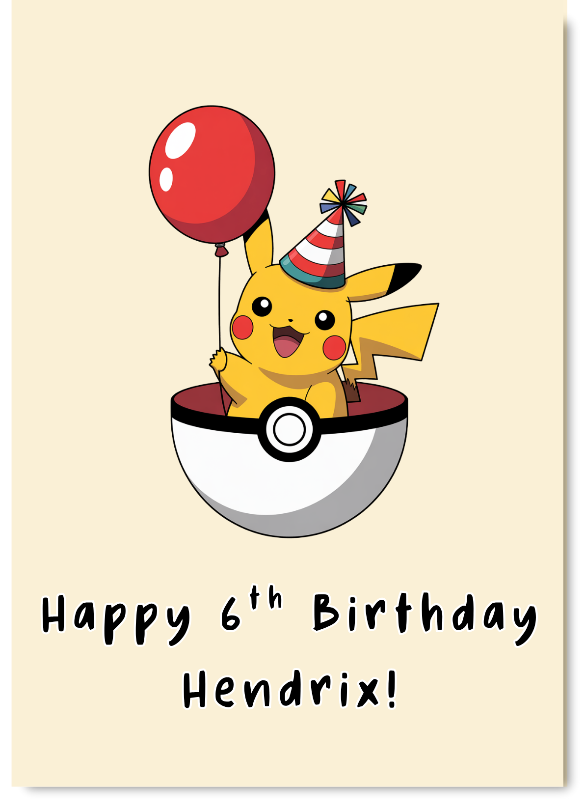 Personalised Pikachu Birthday Card