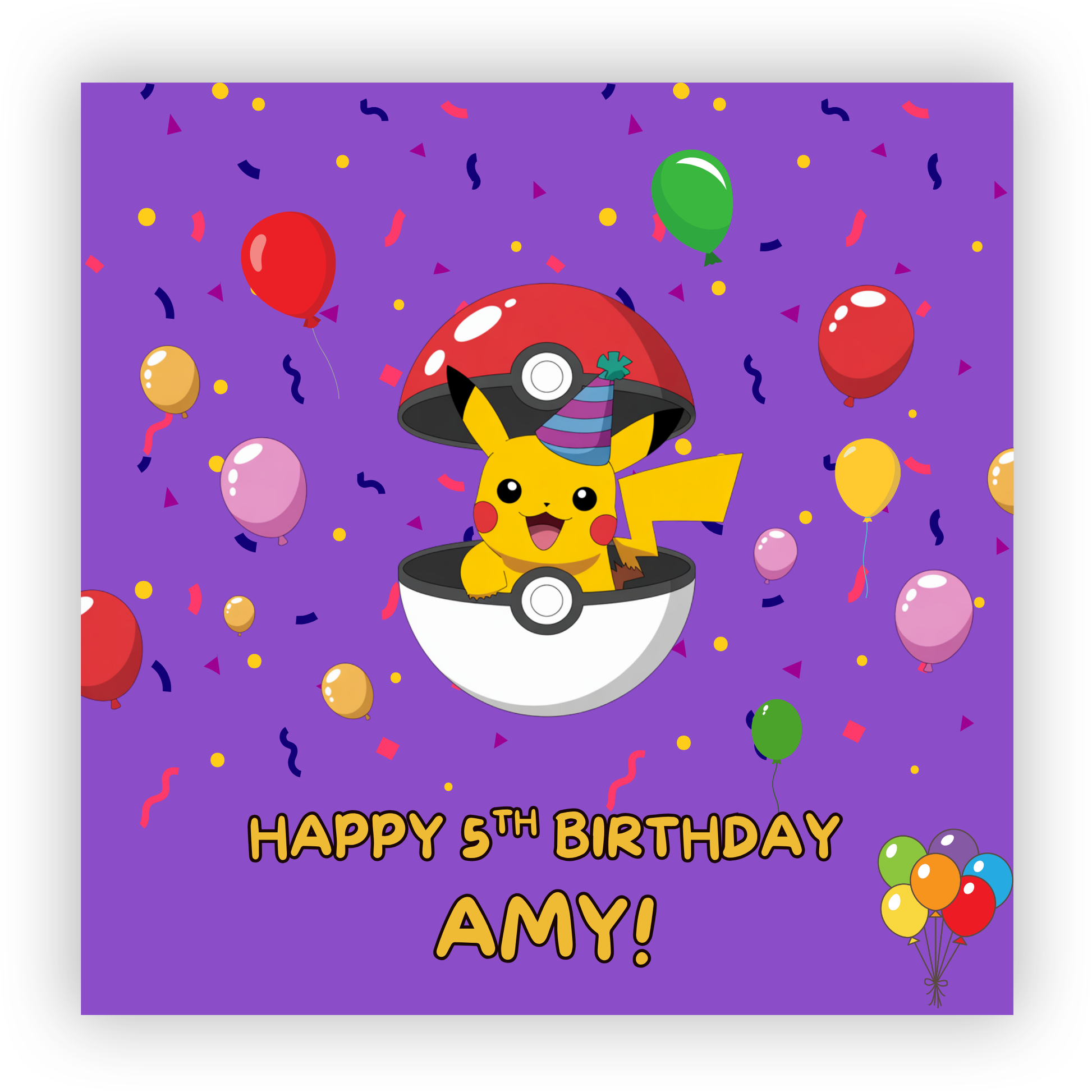 Personalised Pikachu Birthday Card