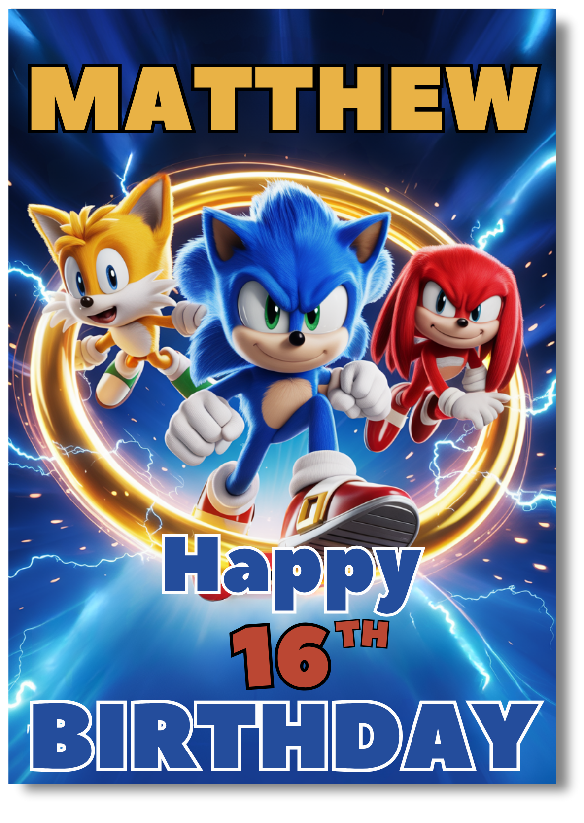 Personalised Sonic the Hedgehog Card
