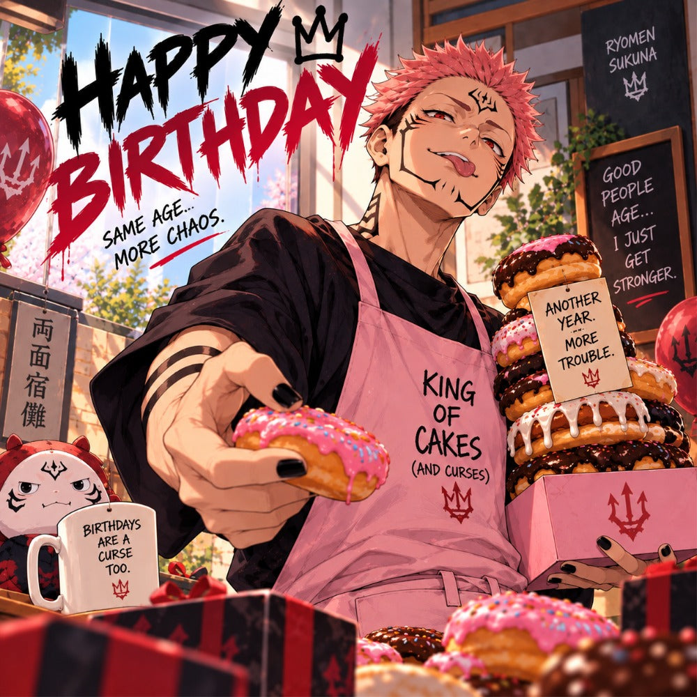 Jujutsu Kaisen Sukuna King of Cakes Birthday Card