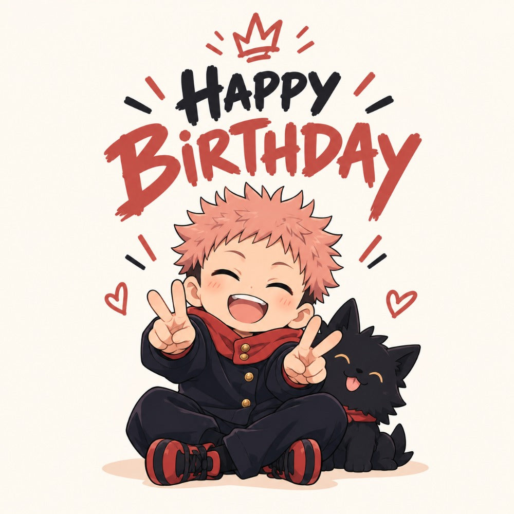 Jujutsu Kaisen Yuji Itadori Chibi Birthday Card