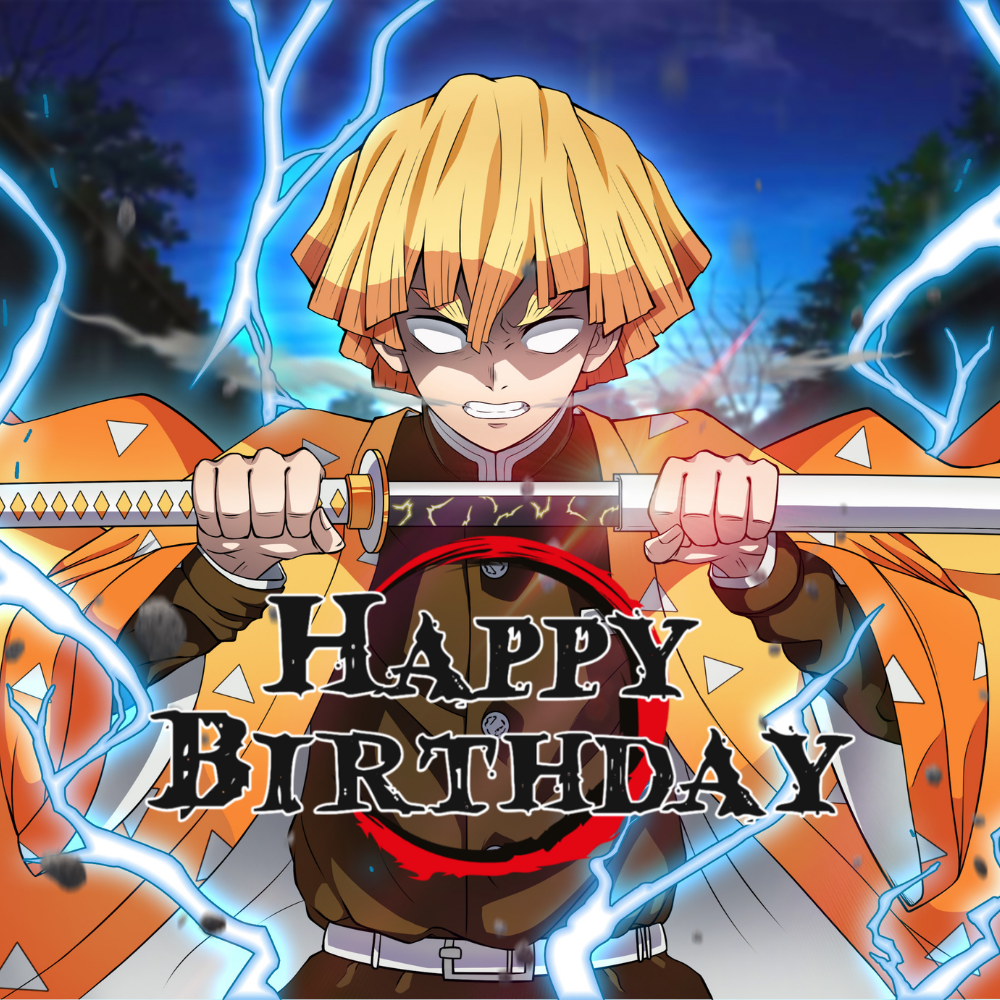 Personalised Demon Slayer Zenitsu Birthday Card