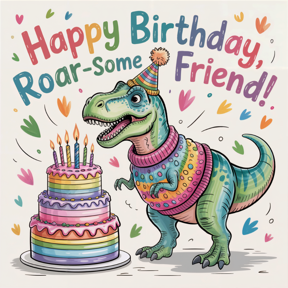 Personalised Dinosaur Birthday Card - Roar-Some