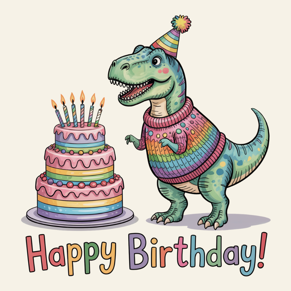 Personalised Dinosaur Cake Birthday Card