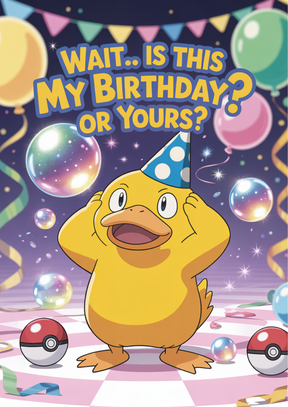 Personalised Psyduck Birthday Card