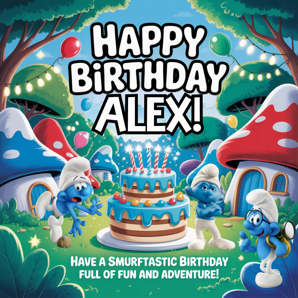 Personalised Smurfs Birthday Card
