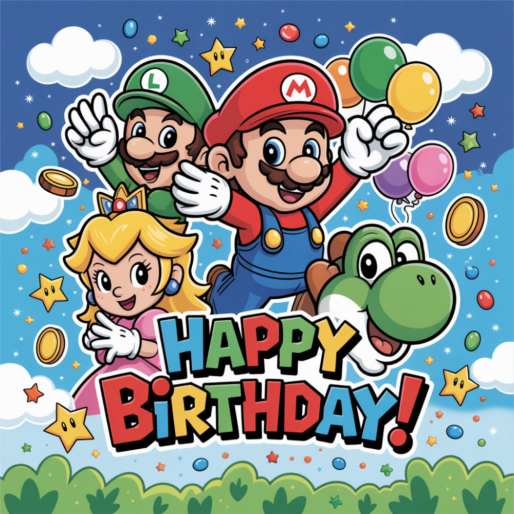 Personalised Super Mario Birthday Card