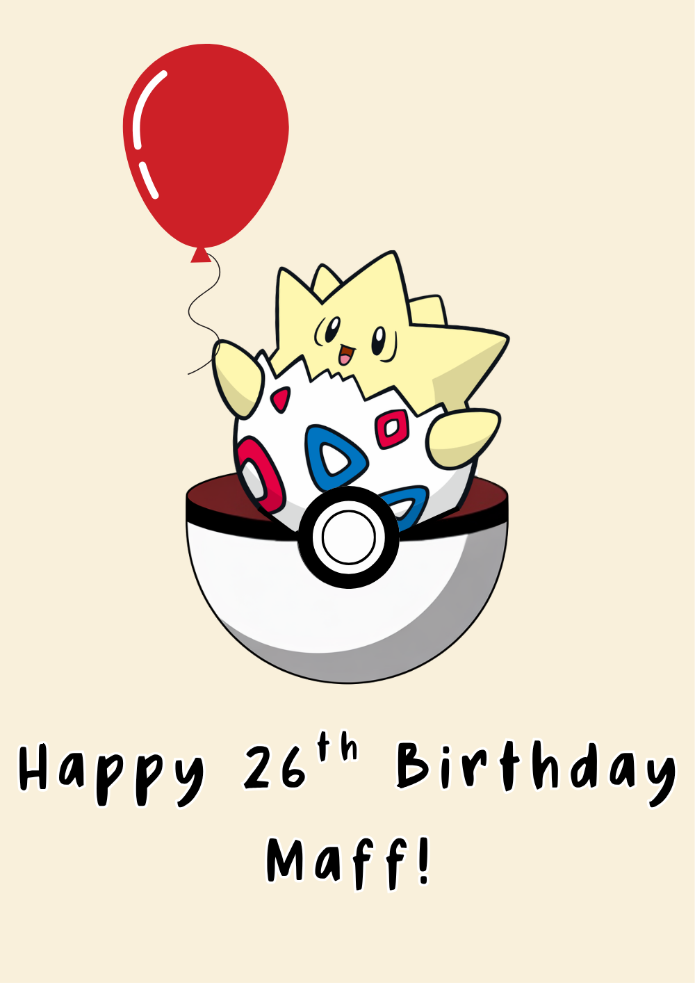 Personalised Togepi Birthday Card