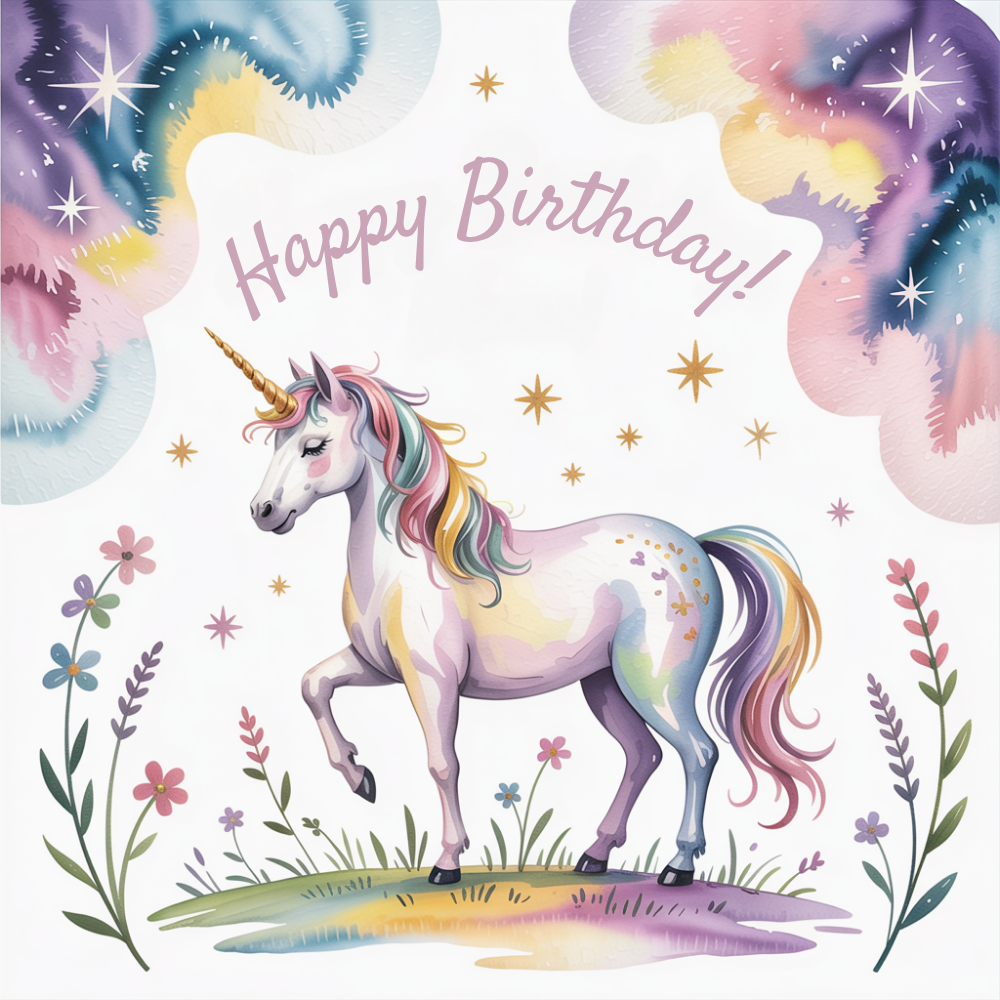 Personalised Unicorn Birthday Card