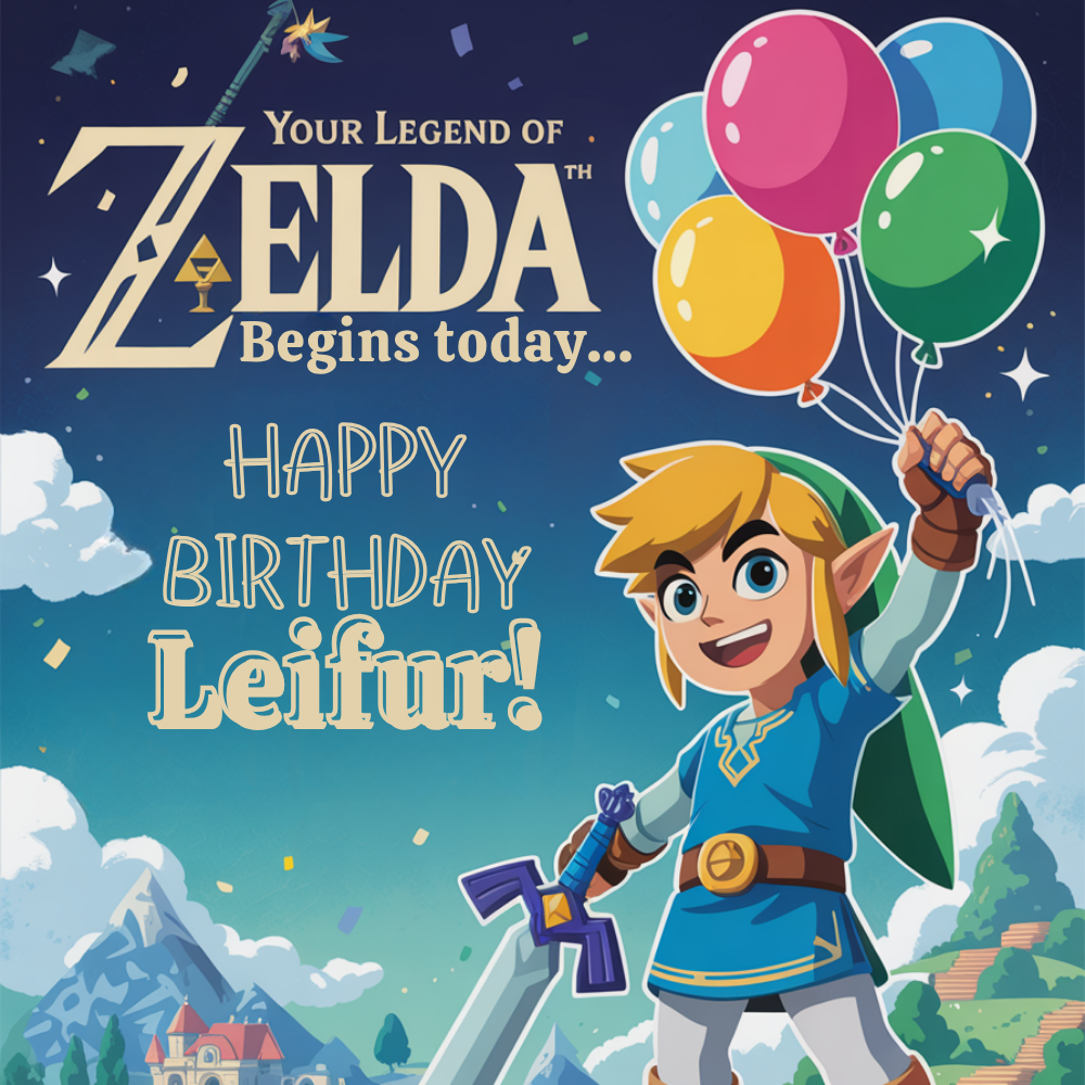 Personalised Zelda Birthday Card